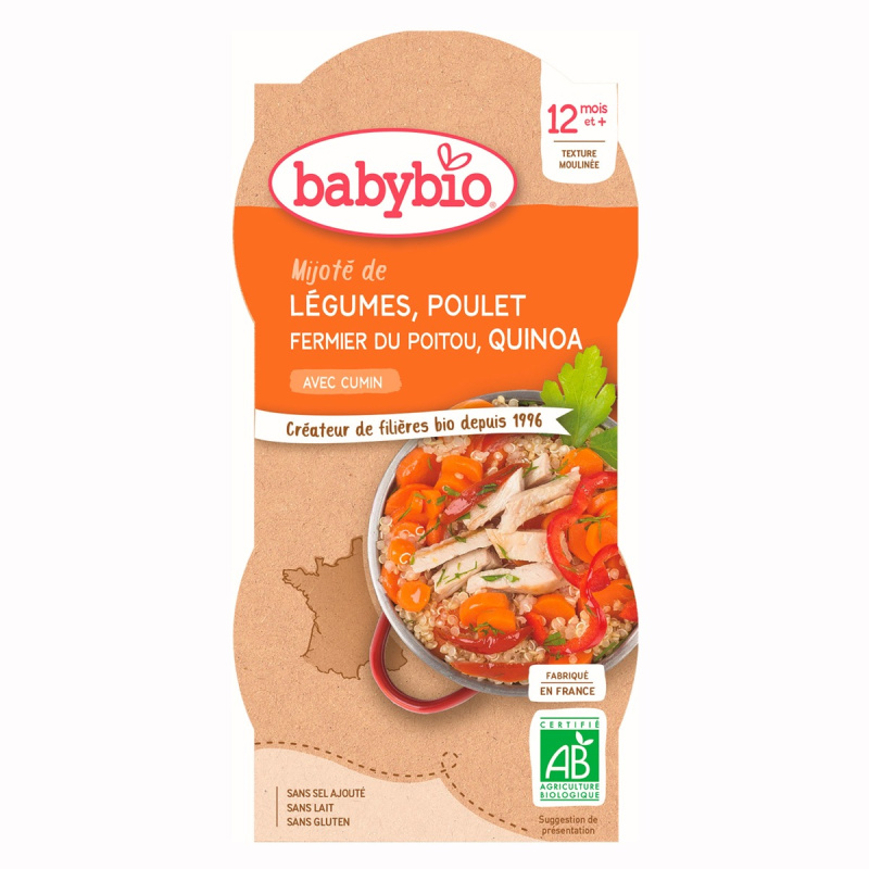 Babybio BIO Zelenina s kuřetem a quinoa (2×200g)