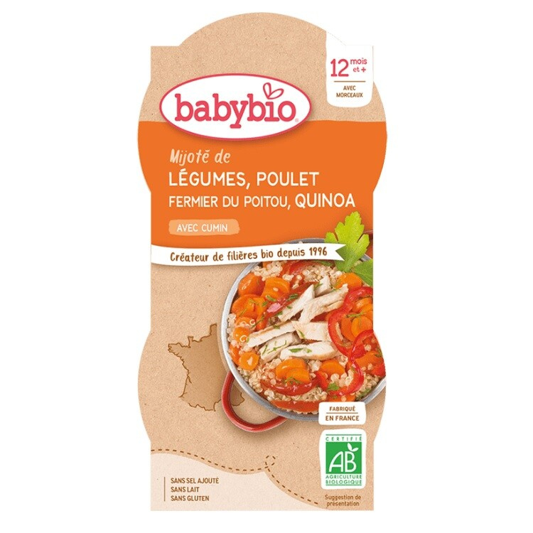 Babybio BIO Zelenina s kuřetem a quinoa (2×200g)