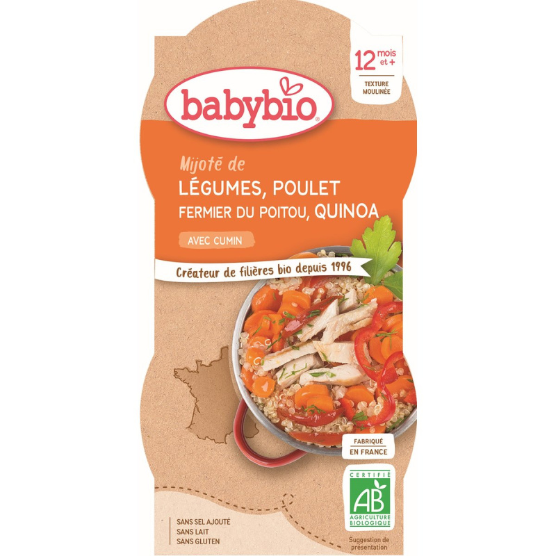 Babybio BIO Zelenina s kuřetem a quinoa (2×200g)