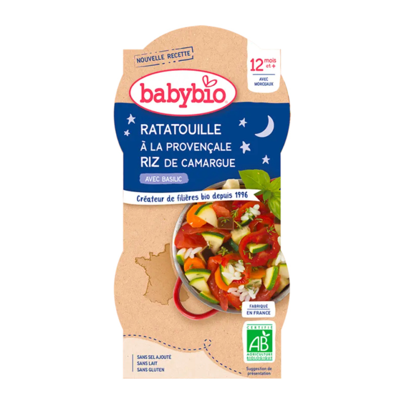 Babybio BIO Ratatouille po provensálsku s rýží – večerní (2×200g)