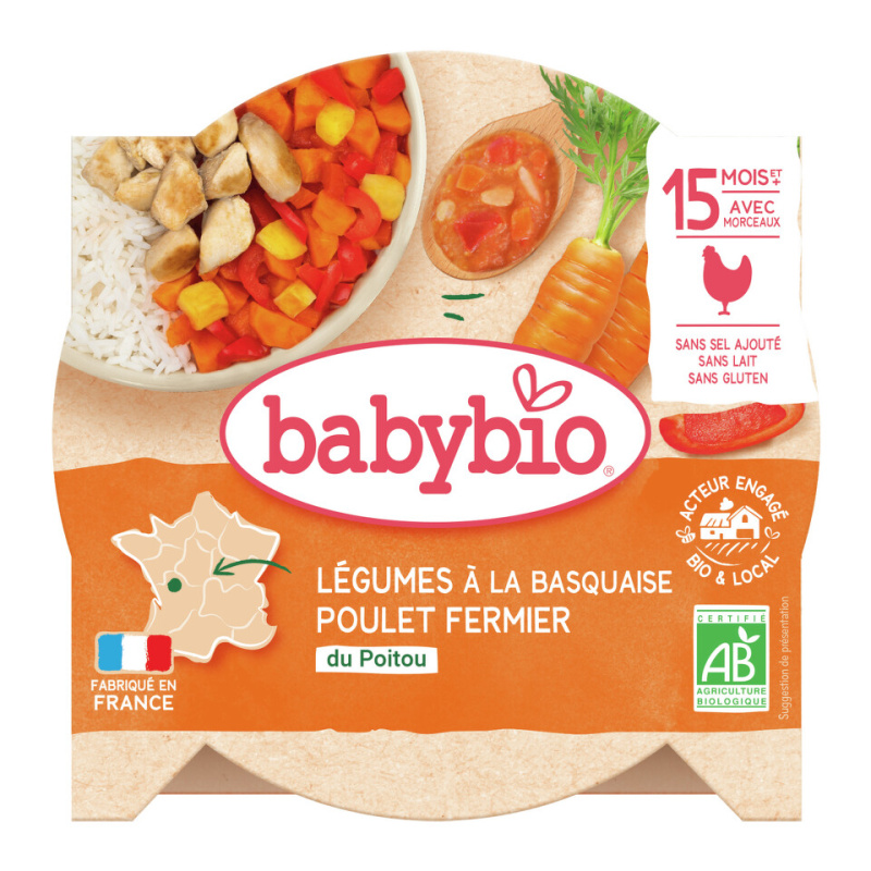 Babybio Zelenina s baskickým kuřetem a rýží 260 g