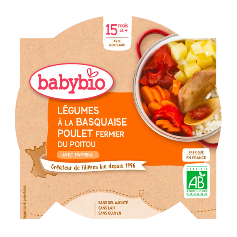 Babybio Zelenina s baskickým kuřetem a rýží 260 g