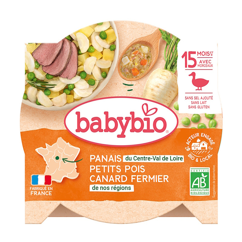 Babybio Pastinák s hráškem a farmářskou kachnou 260 g