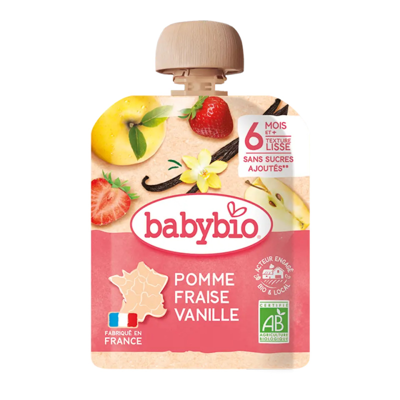 BABYBIO kapsička jablko jahoda vanilka 6m+ 90 g