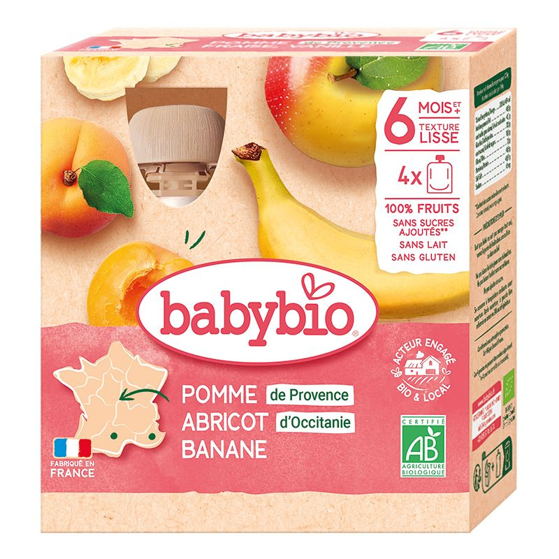 Babybio BIO Jablko meruňka banán (4×90g)