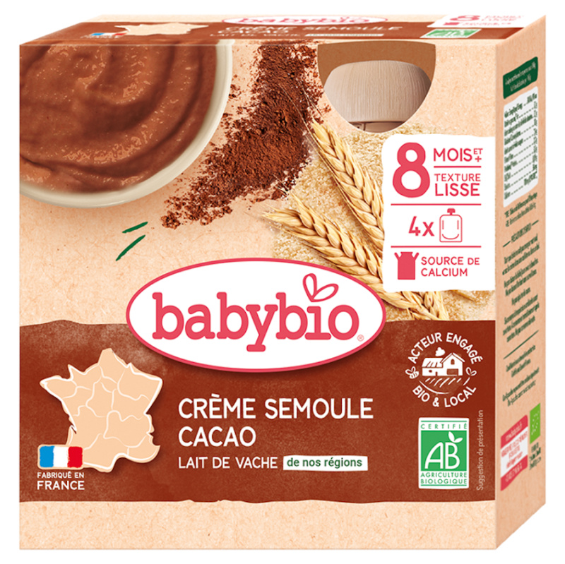 Babybio BIO Kapsička krupice s kakaem (4×85g)