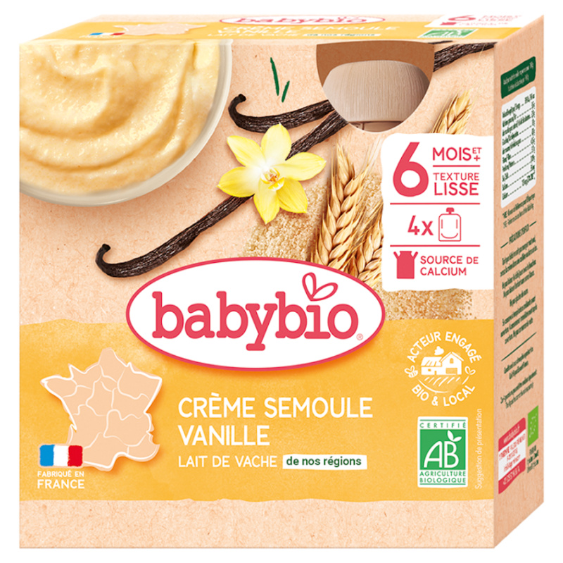 Babybio BIO Kapsička krupice s vanilkou (4×85g)