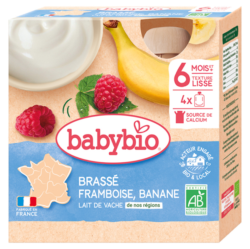 Babybio BIO Mléčný dezert malina-banán (4×85g)