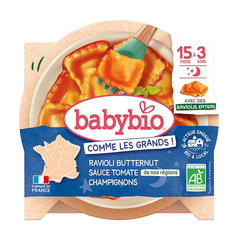 Babybio BIO Ravioli s dýňovou nádivkou, rajčatovým pyré a žampiony