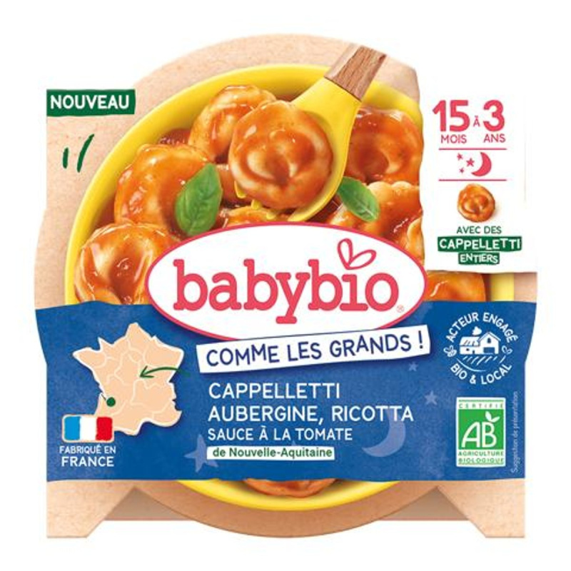 Babybio BIO Celé cappelletti plněné lilkem a ricottou s rajčatovou omáčkou