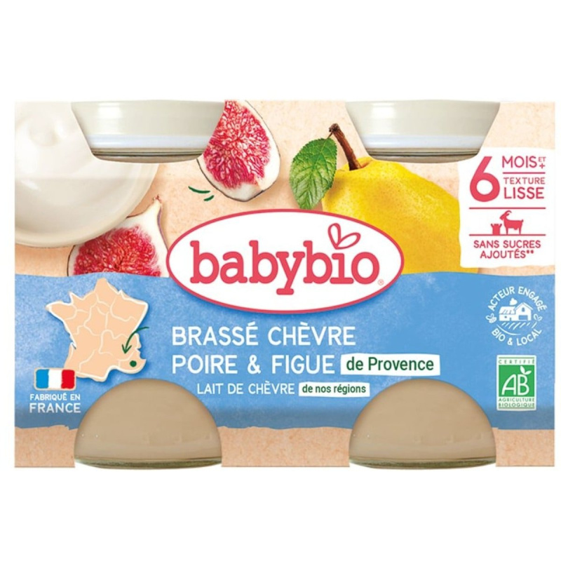 Babybio BIO Brassé z kozího mléka hruška a fík (2×130 g)