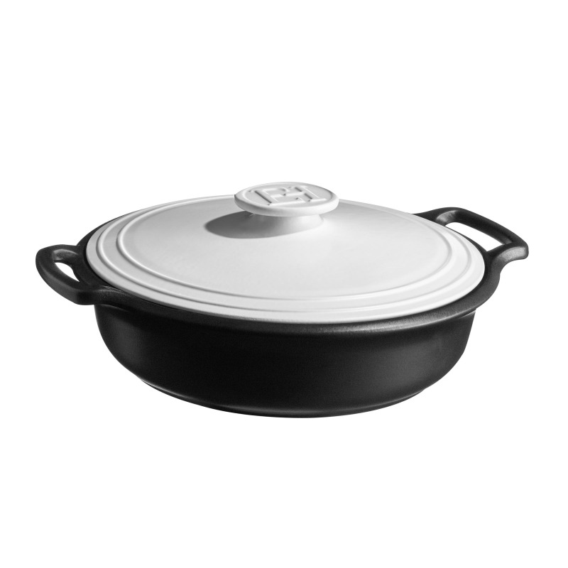 Emile Henry Odlehčená keramická soté pánev na indukci s poklicí Sublime+, Ø 29 cm / 4 l, bílá 774793P