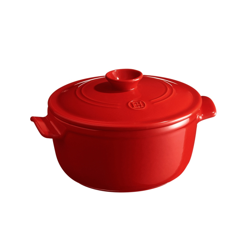 Emile Henry Keramický hrnec s poklicí Flame, Ø 22 cm / 2,5 l, granátová 344525