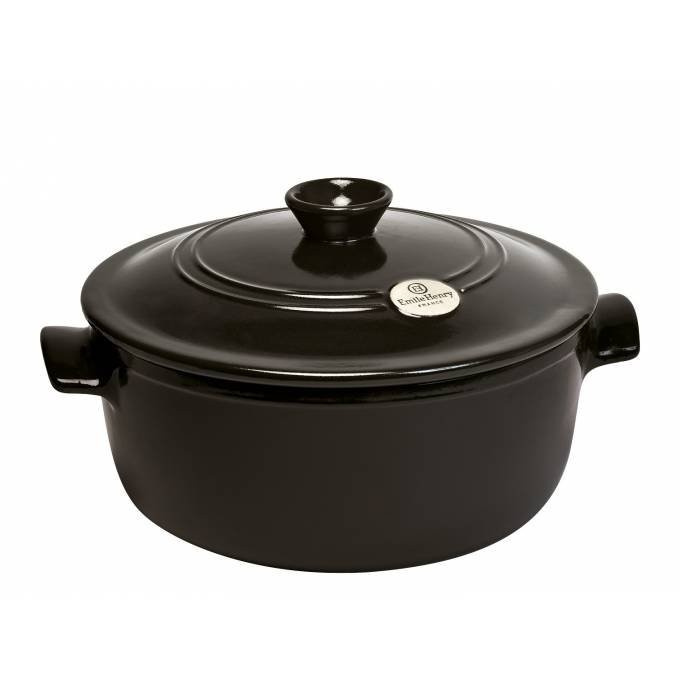 Emile Henry Hrnec kulatý s poklicí, Ø 24 cm / 4 l, pepřová 794540