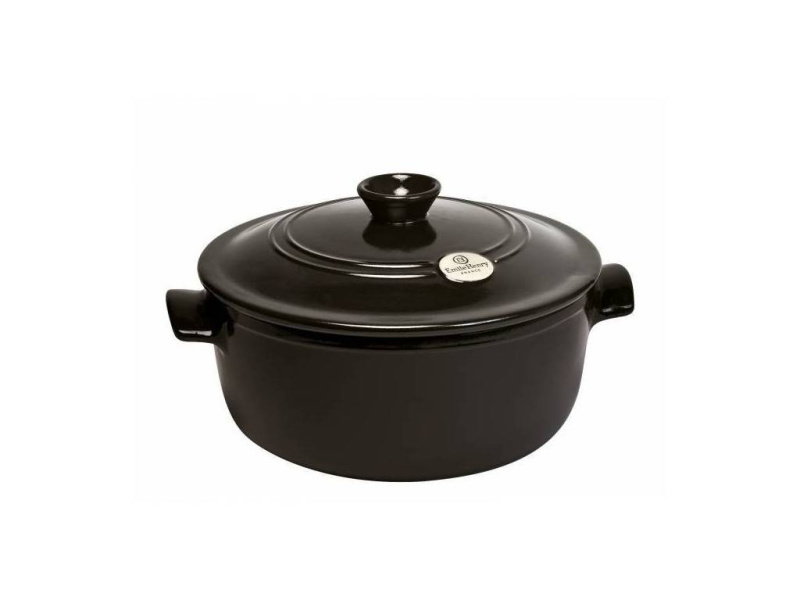 Emile Henry Keramický hrnec s poklicí Flame, Ø 28,5 cm / 5 l, pepřová 794553