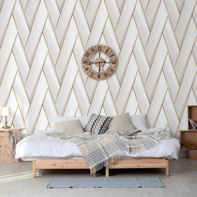Dutch Wallcoverings Tapeta Geometric Bílá A Zlatá - modrá a zlatá
