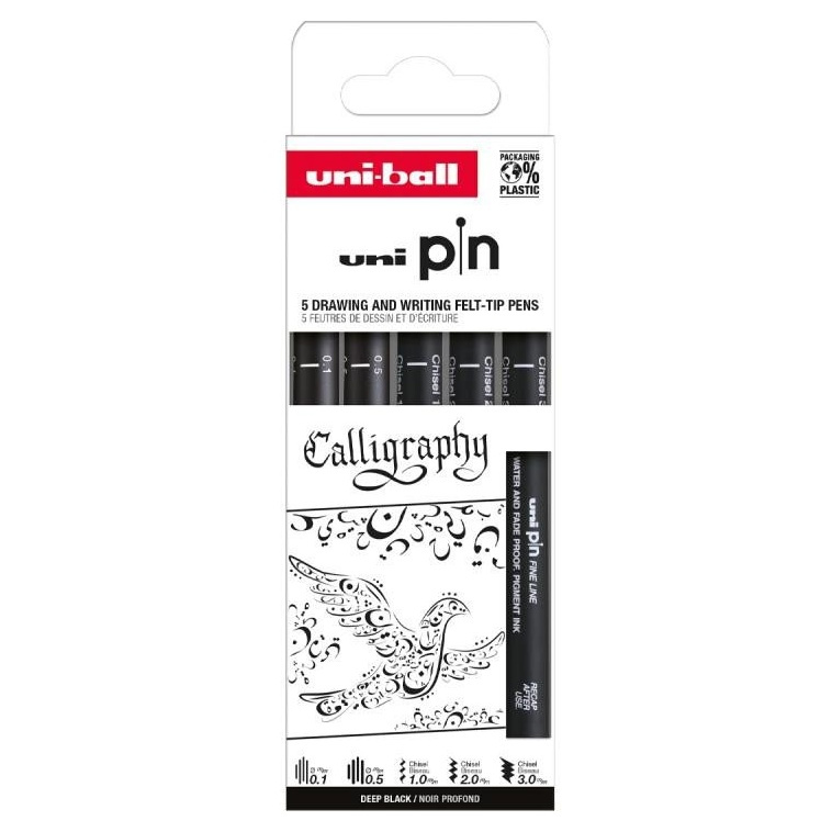 UNI PIN Creative writing - sada linerů Calligraphy (5 ks)