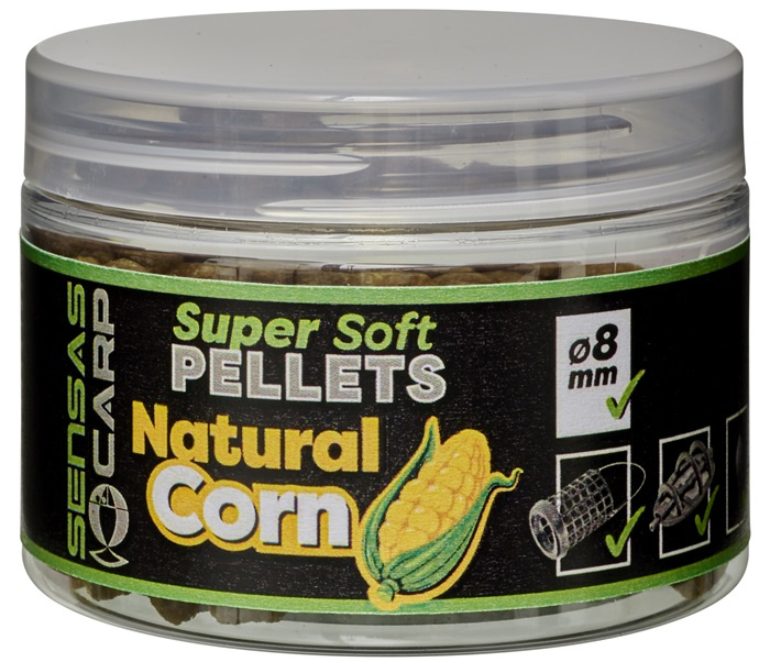Sensas pelety super soft natural corn 60 g - 6 mm