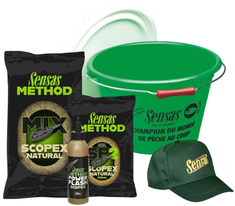 Sensas akční kbelík s krmením method mix scopex
