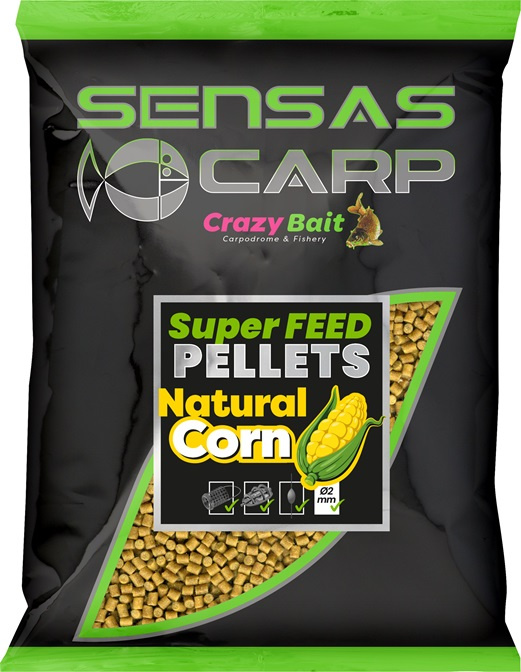 Sensas pelety super feed natural corn 650 g - 2 mm