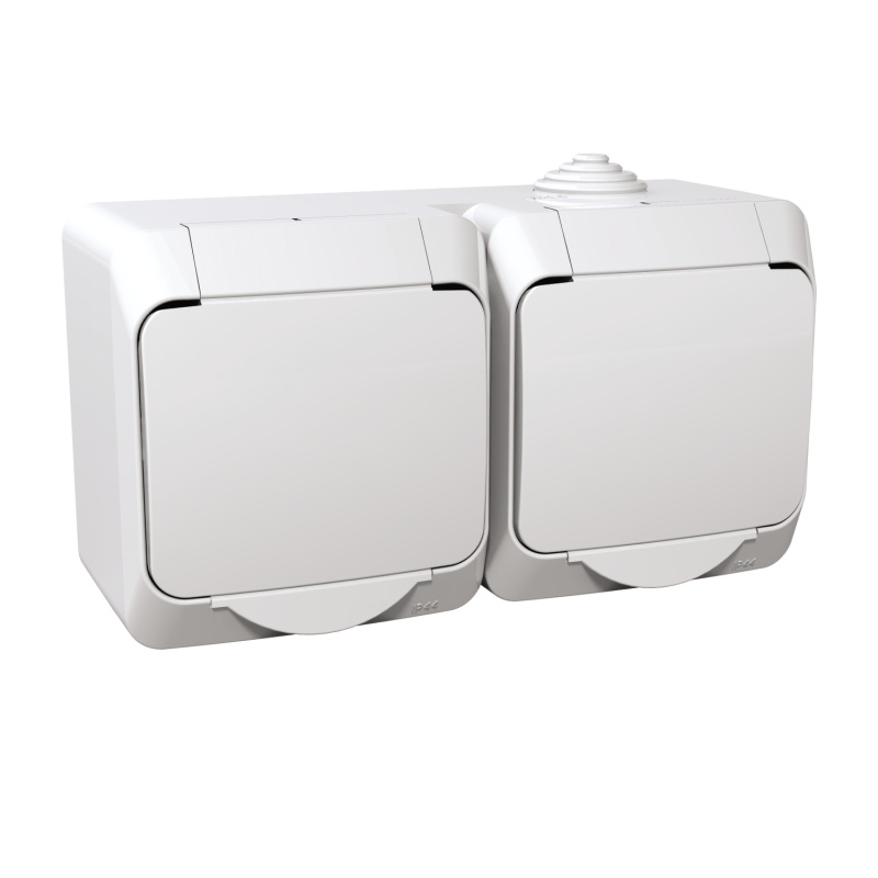 Zásuvka 230 V dvojnásobná kompletní Schneider Cedar Plus IP 44 bílá