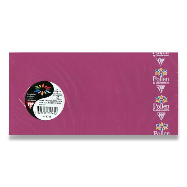 Barevná obálka Clairefontaine, DL, samolepicí, 20 ks malinová