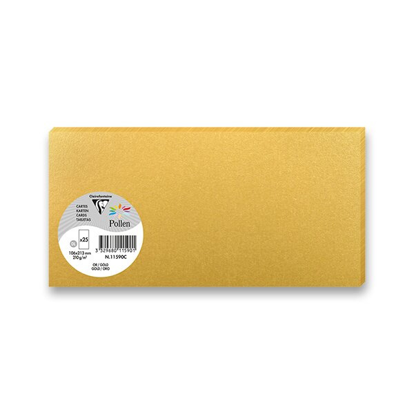 Barevná dopisní karta Clairefontaine, 106 x 213 mm do DL obálek, 25 ks zlatá, DL