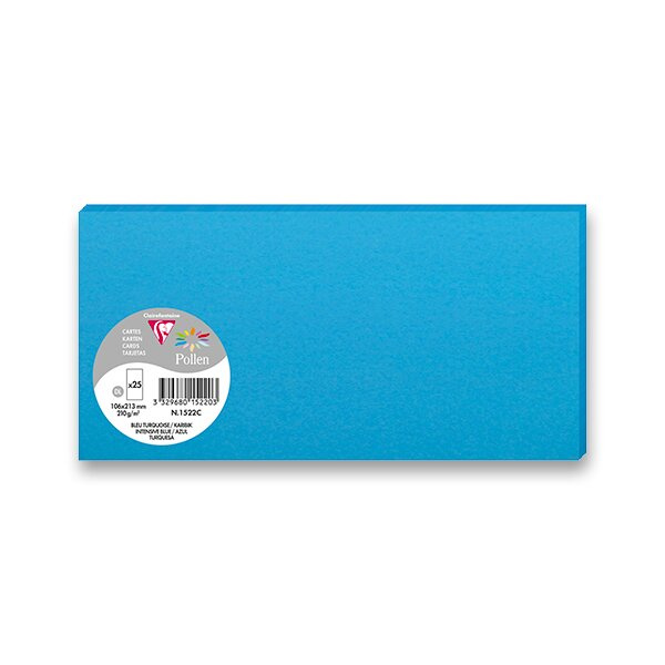 Barevná dopisní karta Clairefontaine, 106 x 213 mm do DL obálek, 25 ks modrá, DL