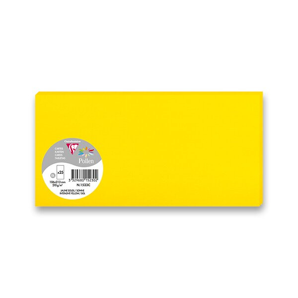 Barevná dopisní karta Clairefontaine, 106 x 213 mm do DL obálek, 25 ks žlutá, DL