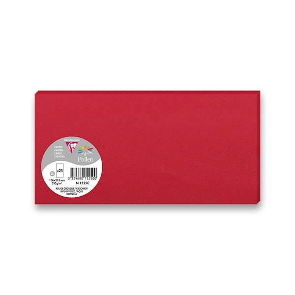 Barevná dopisní karta Clairefontaine, 106 x 213 mm do DL obálek, 25 ks červená, DL