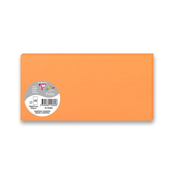 Barevná dopisní karta Clairefontaine, 106 x 213 mm do DL obálek, 25 ks oranžová, DL