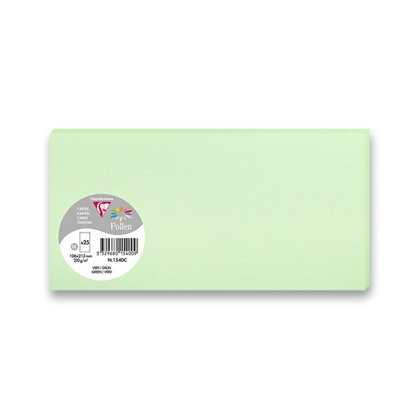 Barevná dopisní karta Clairefontaine, 106 x 213 mm do DL obálek, 25 ks sv. zelená, DL