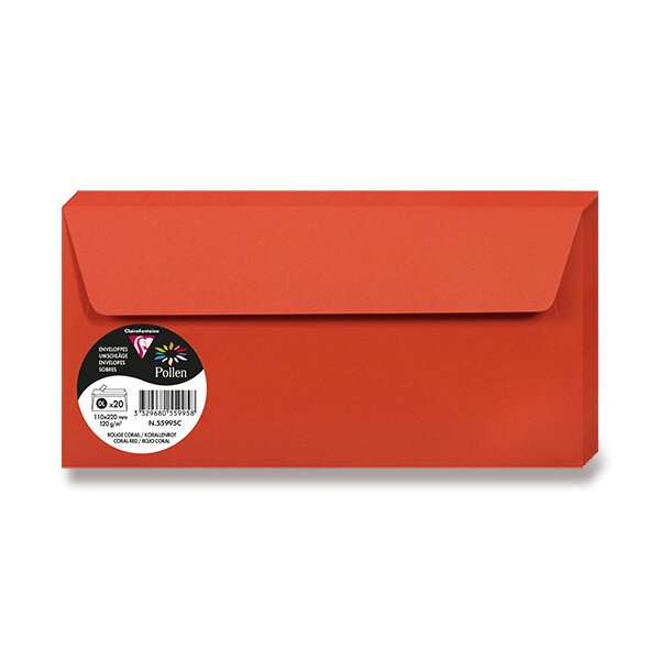 Barevná obálka Clairefontaine, DL, samolepicí, 20 ks korálová