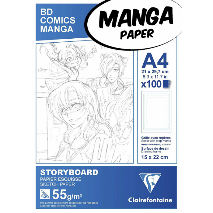 Papíry na ilustraci Manga bílé s rámečkem Storyboard (55g/m2, 100 listů) A4