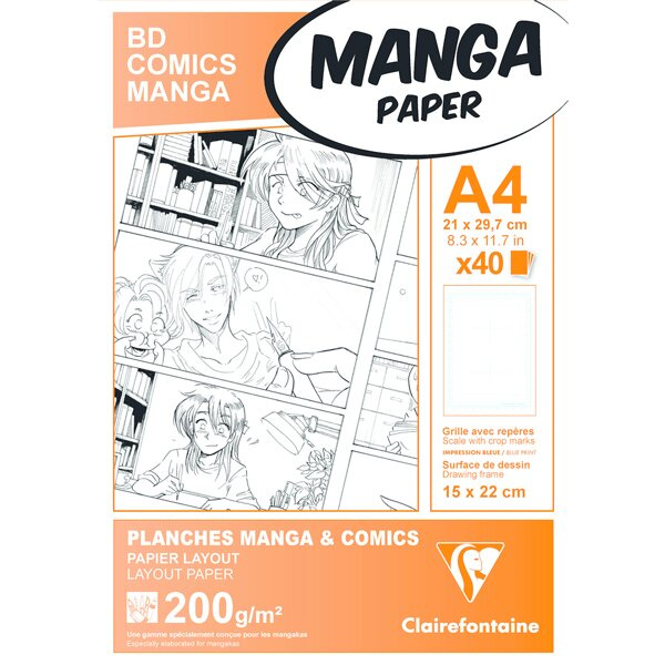 Blok Clairefontaine Manga BD Comic squares A4, 40 listů, 200g Clairefontaine