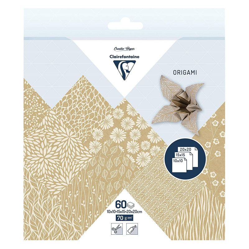 Sada papírů Clairefontaine Origami Flowers kraft Clairefontaine