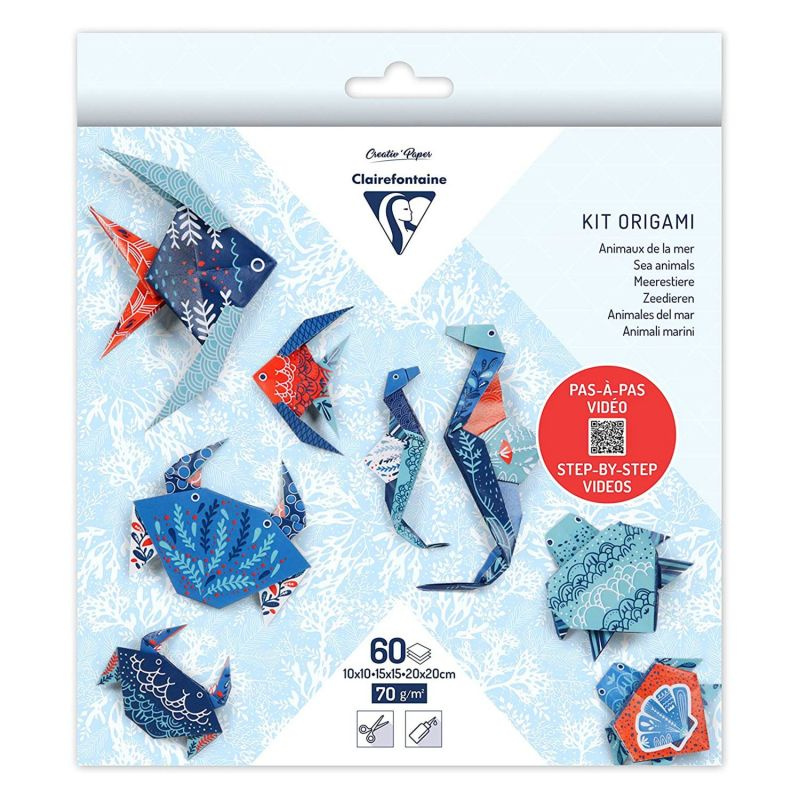 Papíry na origami 10x10cm, 15x15cm a 20x20cm (60ks) život v moři