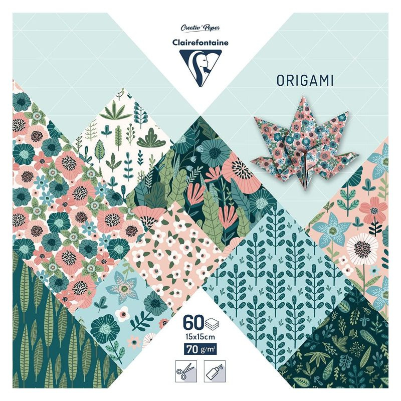 Papíry na origami 15x15cm (60ks) květy a listy