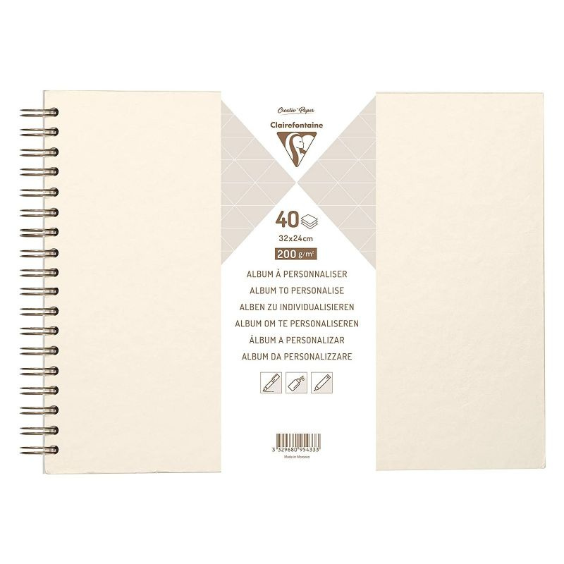 Album kroužkové krémové s perletí (200g/m2, 40 listů) 32×24cm