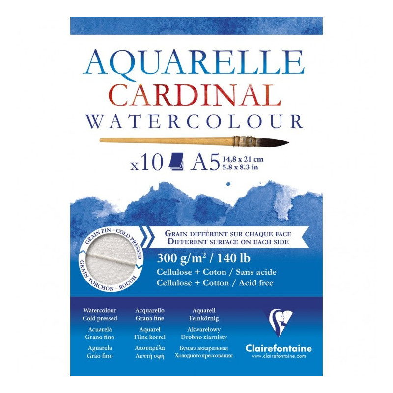Skicák na akvarel Cardinal (300g/m2, 10 listů) A5