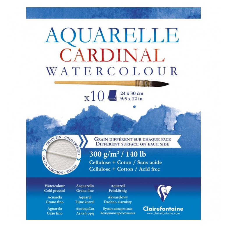 Skicák na akvarel Cardinal (300g/m2, 10 listů) 24x30cm
