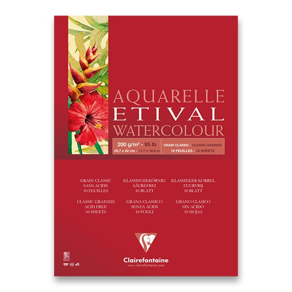 Akvarelový blok Clairefontaine Etival Classic Grain A3, 10 listů, 200 g Clairefontaine