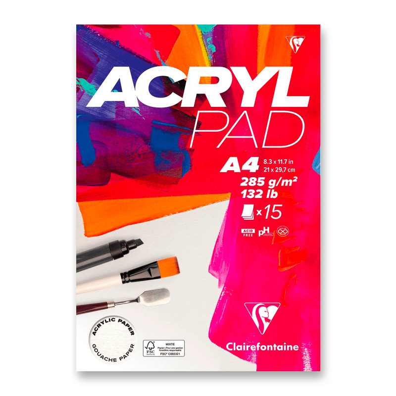 Clairefontaine Acrylpad  - blok - A4, 15 listů, 285 g