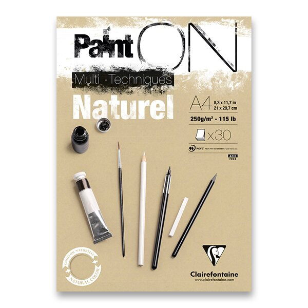 Blok Clairefontaine Paint on Natural A4, 30 listů, 250g Clairefontaine