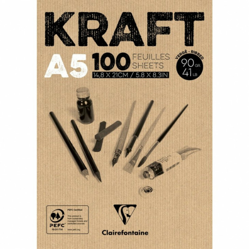 Blok Clairefontaine Brown Kraft A3, 100 listů, 90 g Clairefontaine