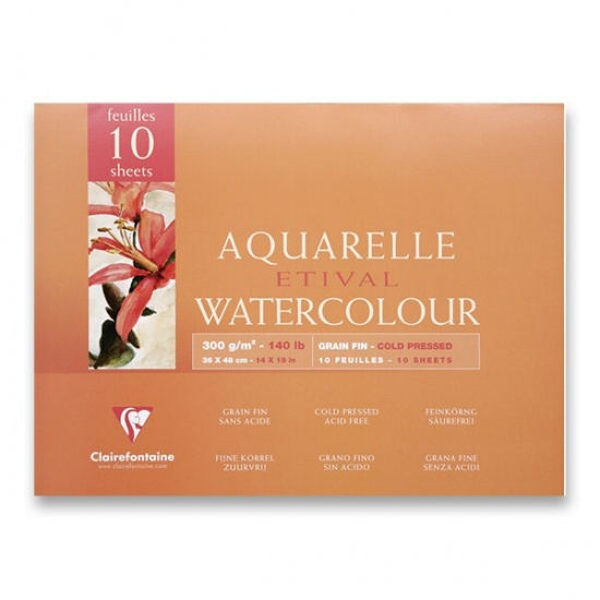 Akvarelový blok Clairefontaine Etival Cold Pressed 36 x 48 cm, 10 listů, 300 g Clairefontaine