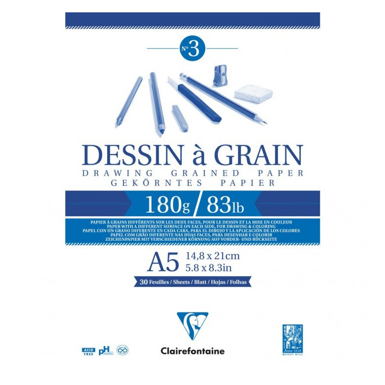 Skicák lehce zrnitý Dessin a Grain (180g/m2, 30 listů) A5 - lepený