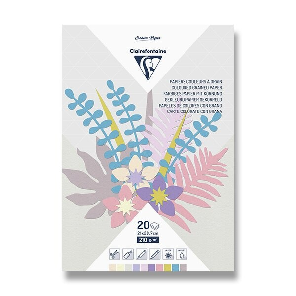 Sada kreativních papírů Avenue Mandarine 210 g, 20 listů, pastelové barvy Clairefontaine