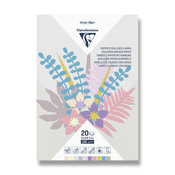 Sada kreativních papírů Avenue Mandarine 210 g, 20 listů, pastelové barvy Clairefontaine