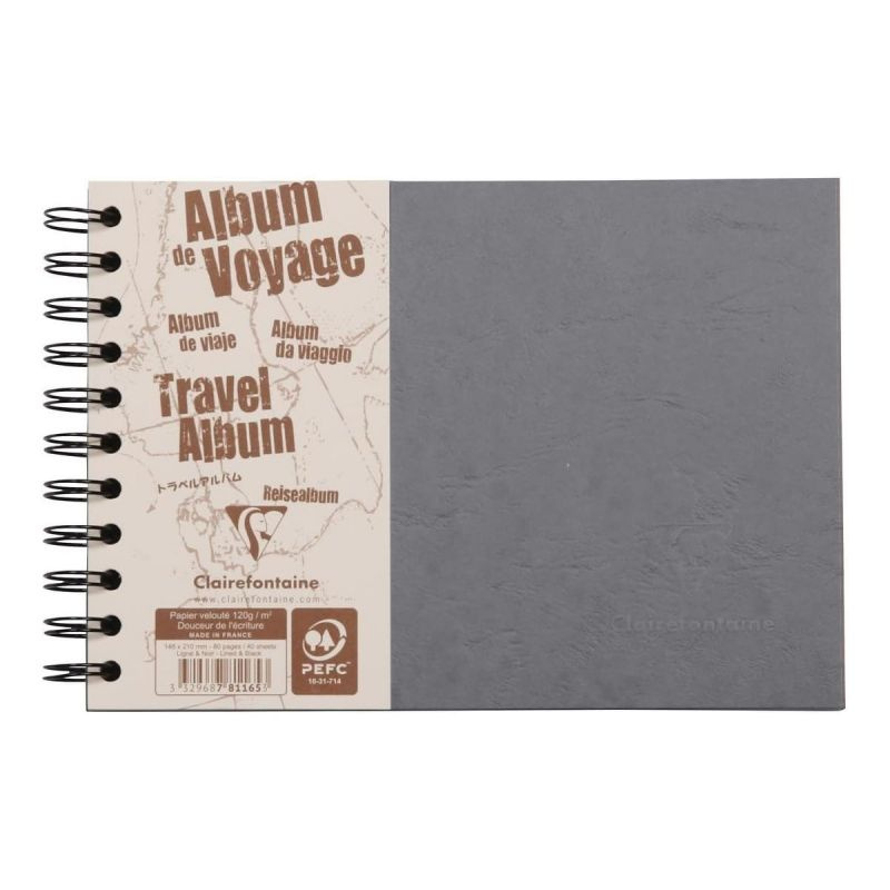 Album kroužkové šedé cestovní (120;160g/m2, 40 listů) 21×14,8cm